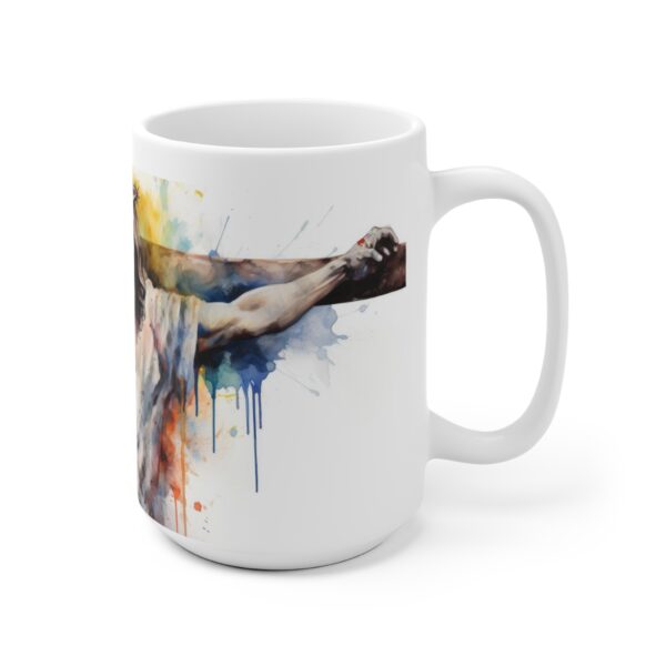 Jesus am Kreuz Tasse - Spirituelle Aquarell Keramiktasse für Christliche Andacht und Inspiration