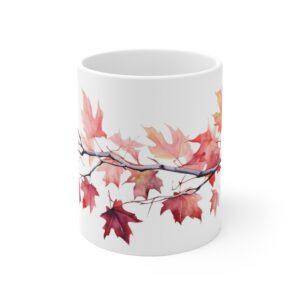 Ahornzweig Tasse – Aquarell Keramikbecher mit Naturmotiv für herbstliche Genussmomente