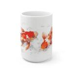 Weiße Kaffeetasse mit Koi Fisch Aquarell-Print | Ideal für Koi- und Fischliebhaber als Geschenk