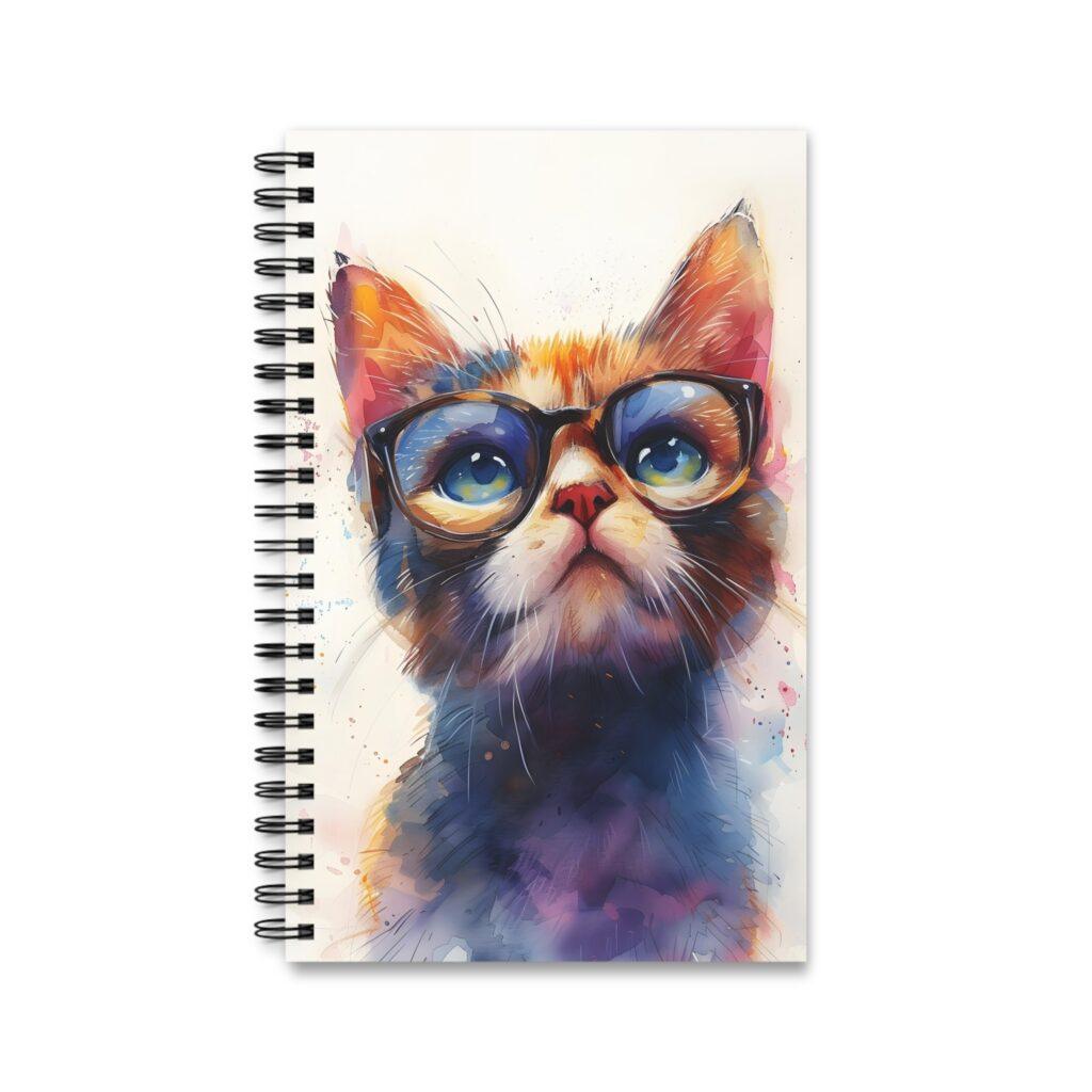 S&uuml;&szlig;e Katze Aquarell Notizbuch - Blanko, liniiertes, punktgrid und Planer-Design