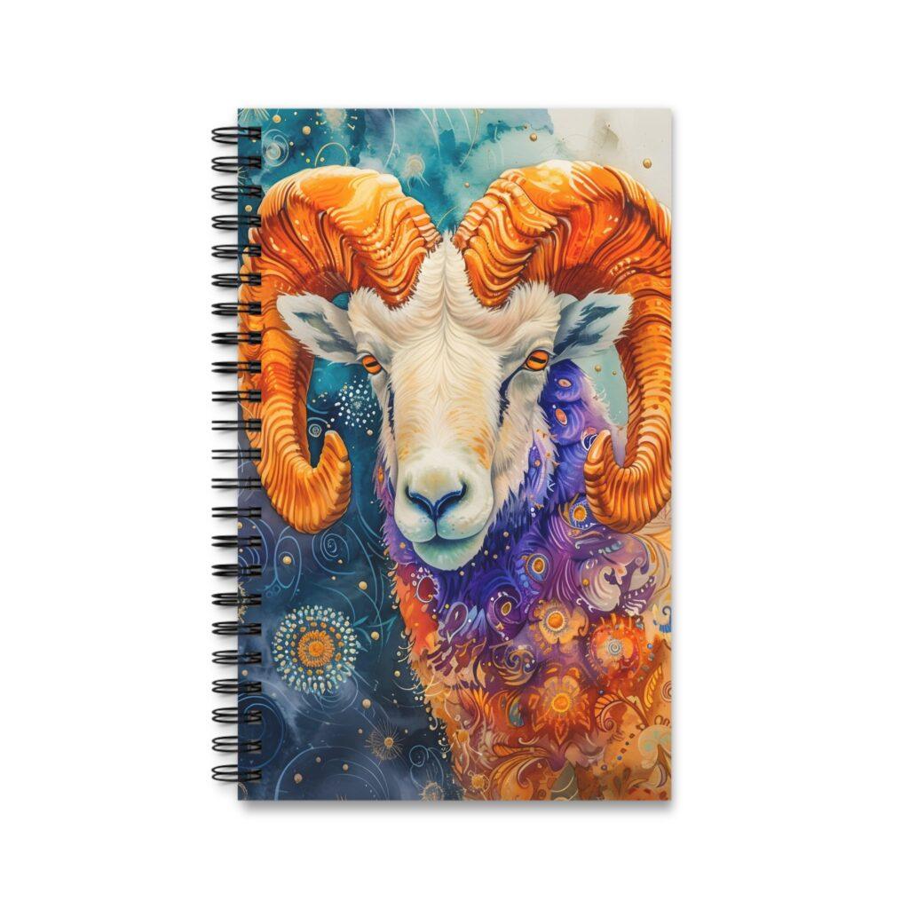 Aquarell Widder Portr&auml;t & Blumenkunst Notizbuch - Blanko, Liniert und Punktraster erh&auml;ltlich