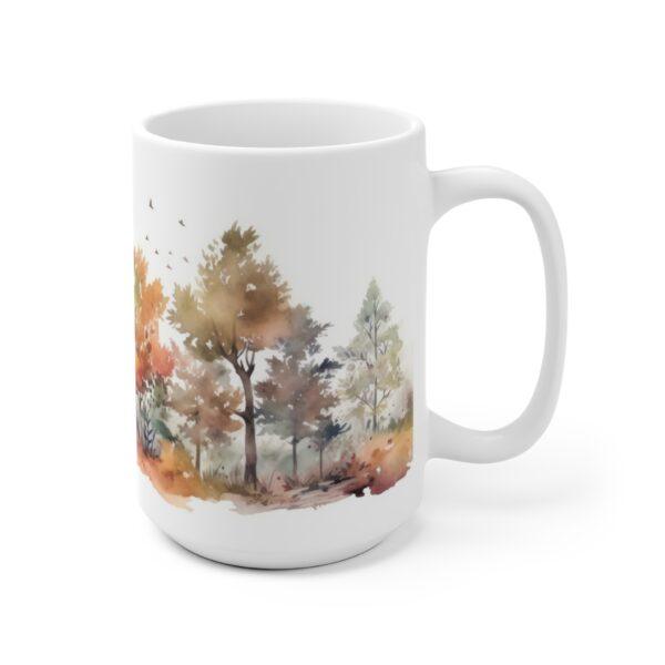 Keramiktasse mit Aquarell Herbstlaubbäumen – Natürliche Inspiration für die Jahreszeiten