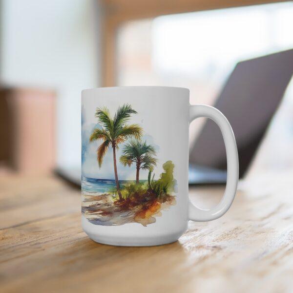 Strandmotiv Kaffeetasse – Perfektes Geschenk für Strandliebhaber mit komfortablem Griff