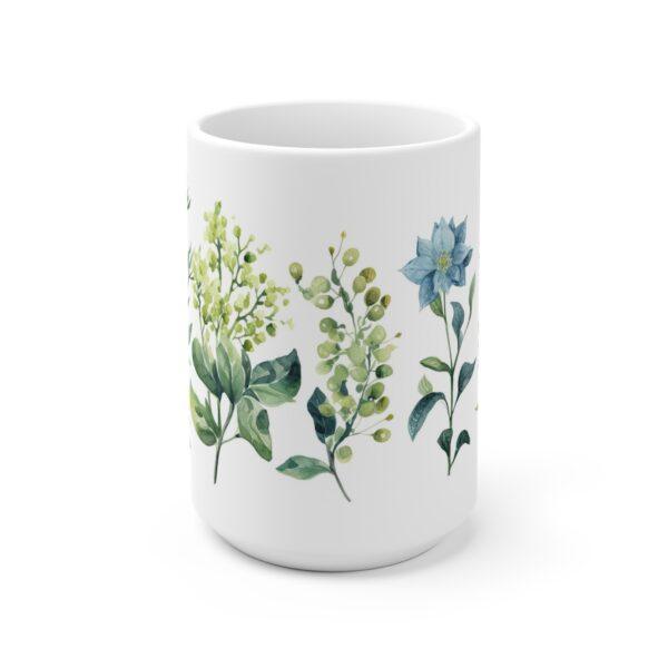 Aquarell Pflanzen Kaffeetasse - Bedruckte Geschenkidee mit Blumenmotiv