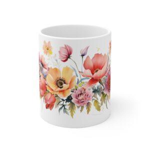 Aquarell Mohnblumen Keramiktasse – Stilvolle Tasse für Blumenliebhaber