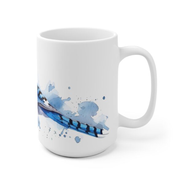 Aquarell Blauhäher Vogel Keramik Becher – Kaffeetasse in Weiß