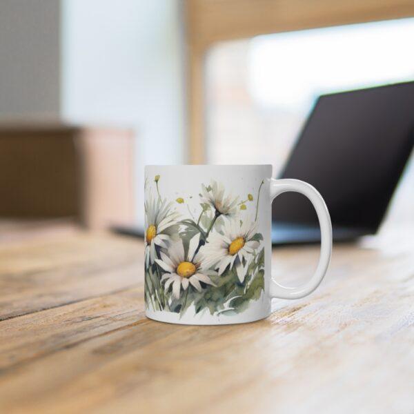 Gänseblümchen Aquarell Tasse - Blumiger Kaffeebecher für Naturfreunde und Blumenliebhaber