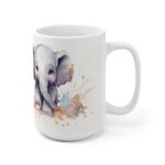 Weiße Keramiktasse mit Elefantenkindern im Aquarellstil – Perfektes Geschenk für Tierliebhaber und Kinder