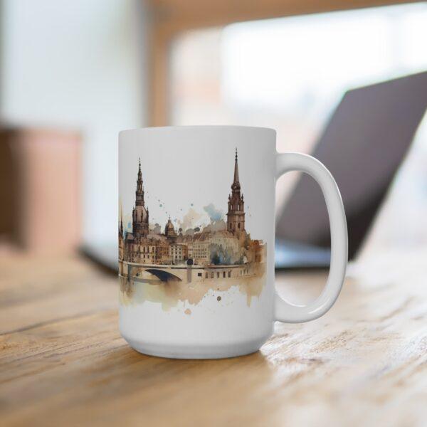 Aquarell Skyline Tasse Dresden – Bedruckte Kaffeetasse als Geschenk