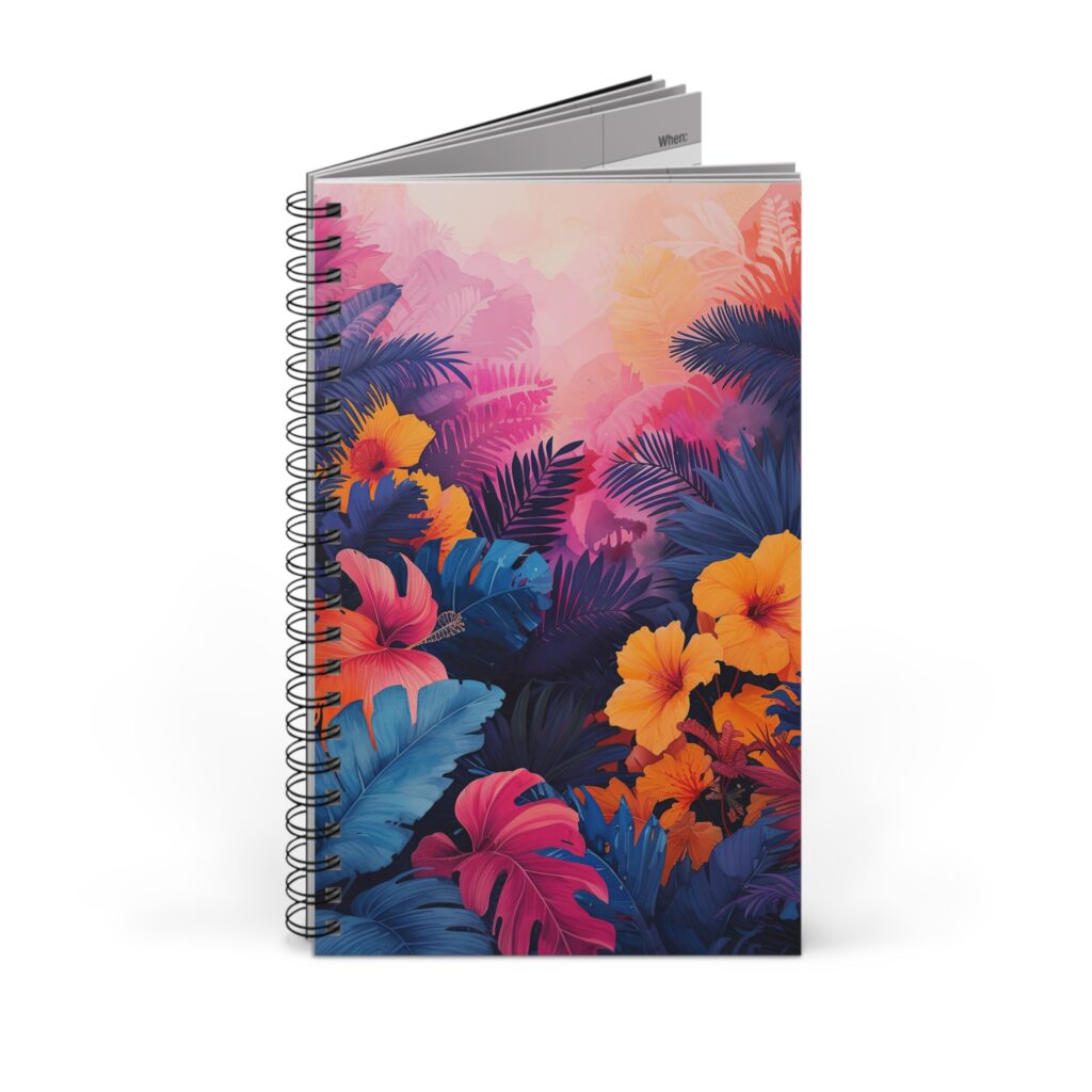 Maximalistisches Aquarell Notizbuch mit Blumen und Bl&auml;ttern - Blanko, Liniert, Gepunktet und Planner