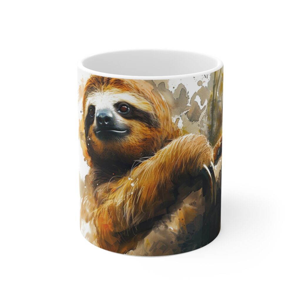 Aquarell Faultier Keramikbecher - Hochwertige Tasse f&uuml;r Kaffeeliebhaber