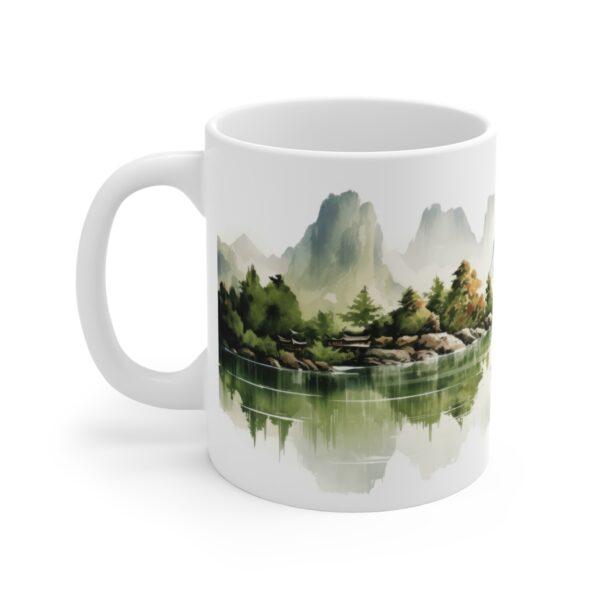 "Ästhetische Kaffeetasse mit Aquarell Landschaft – Ideal als Geschenk aus Vietnam"