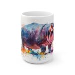 Aquarell Nilpferd Keramikbecher - Handgemachte Tasse für Tierliebhaber