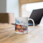 Dampflok Aquarell Tasse – Historisches Zugmotiv für Eisenbahnliebhaber und Geschichtsfreunde