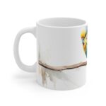 Weiße Kaffee Tasse mit Wellensittich Print | Ideal für Vogelliebhaber und Tierfreunde