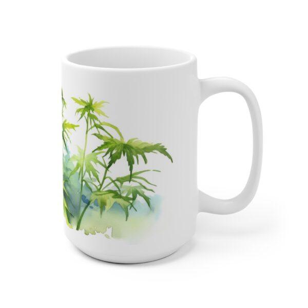 Aquarell Hanfblatt Tasse – Entspannendes Design für Natur- und Pflanzenliebhaber