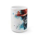 Aquarell Totenkopf Tasse mit Hut - Mystisches Becher-Design für Gothic- und Kunstliebhaber