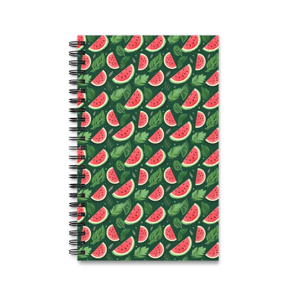Aquarell Pflanzenmuster Notizbuch - Melone, Farn, Monstera - Blanko, Liniert, Punktraster, Planer