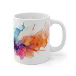 Künstlerische Aquarell Tasse mit abstrakten Wasserfarbenklecksen – Perfekt für Kreative und Kunstliebhaber