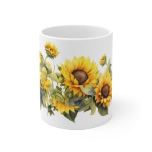 Sonnenblumen Aquarell Tasse – Stilvoller Becher für Blumenliebhaber und Sonnenanbeter