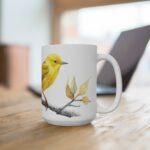 Gelber Grasmücken Vogel Aquarell Becher - Keramiktasse mit Vogelmotiv