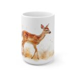 Aquarell Rehkitz Tasse aus Keramik – Charmantes Design für Liebhaber von Naturmotiven