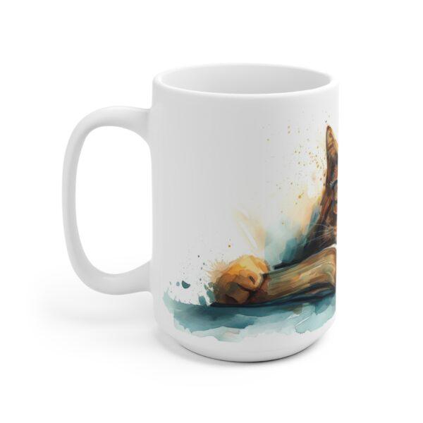 Aquarell Tasse mit süßer Katze - Perfekter Becher für Katzenliebhaber und Bücherfreunde