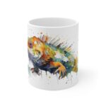 Weiße Keramik Tasse mit Bartagam im Aquarell Stil - Ideales Geschenk für Reptilienfans