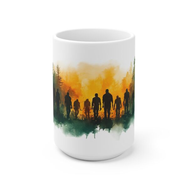 Keramiktasse mit Zombiehorde Aquarellmotiv - Hochwertiger Druck für Zombie-Fans