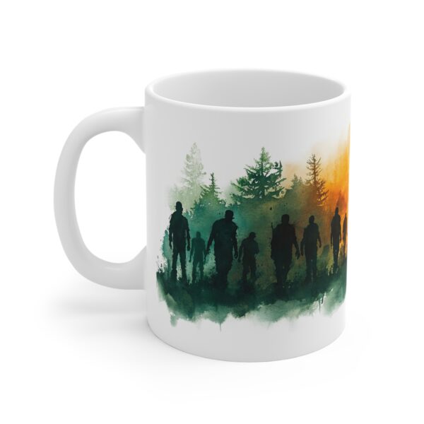 Keramiktasse mit Zombiehorde Aquarellmotiv - Hochwertiger Druck für Zombie-Fans