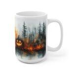 Aquarell Halloween Tasse mit gruseligem Kürbismotiv