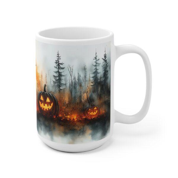 Aquarell Halloween Tasse mit gruseligem Kürbismotiv