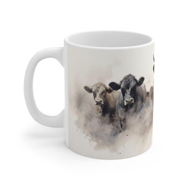 Weiße Keramiktasse mit Rinder-Motiv im Aquarell-Stil - Perfektes Geschenk für Landwirte und Tierliebhaber