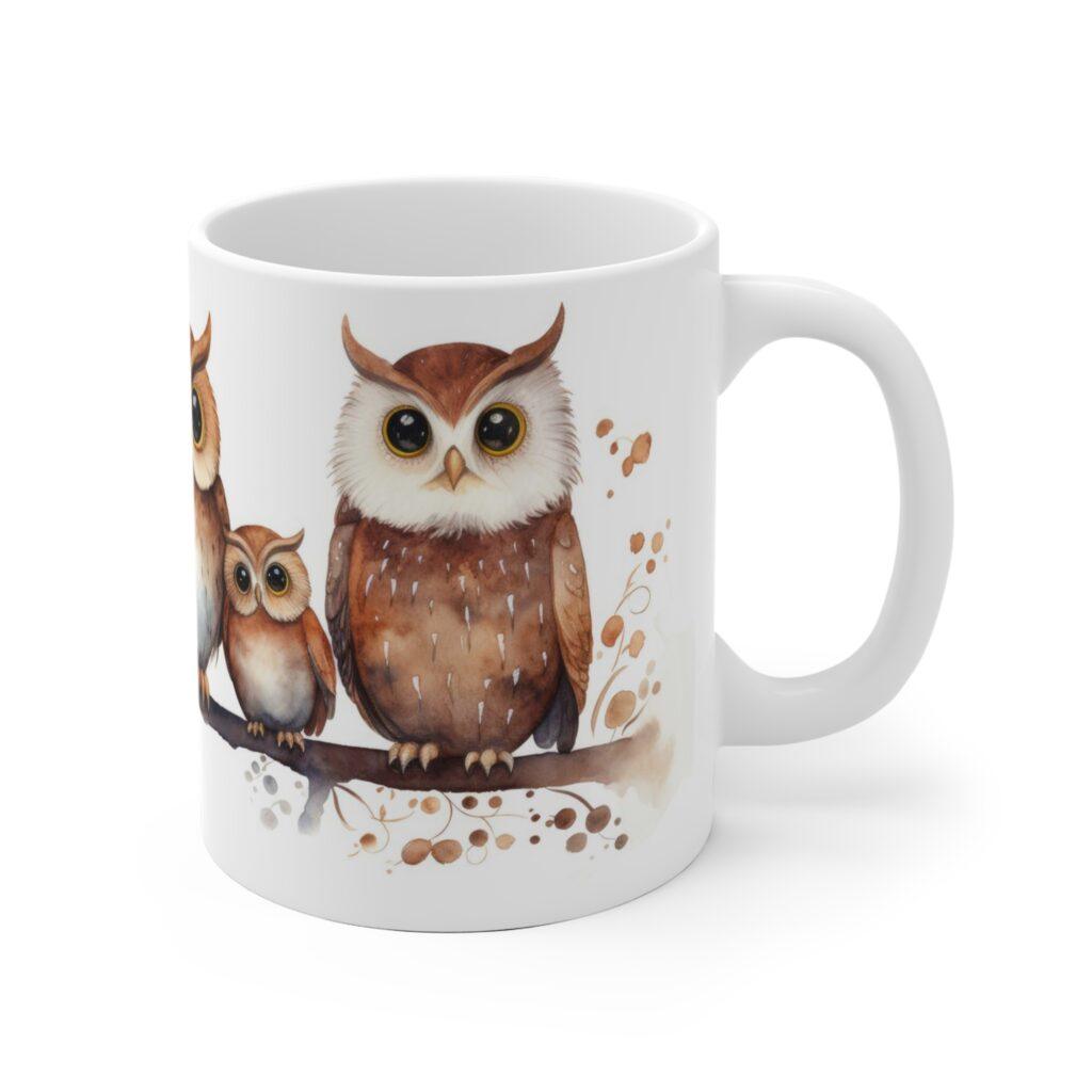Kindgerechte Eulen Aquarell Tasse - Niedlicher Becher f&uuml;r Kinder und Tierfreunde