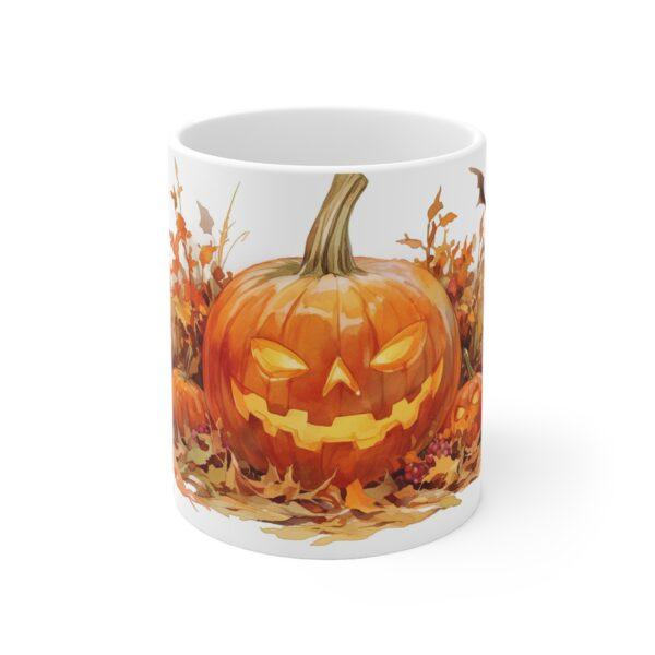 Halloween Tasse mit Aquarell Kürbis und Katzenmotiv