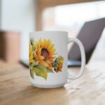 Sonnenblumen Aquarell Tasse - Farbige Blumentasse für Blumenliebhaber und Naturfreunde