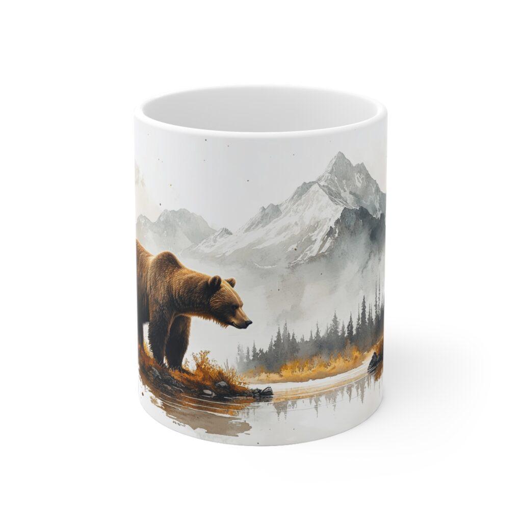 Aquarell Grizzlyb&auml;r Tasse - Kaffeetasse f&uuml;r Natur- und Tierliebhaber