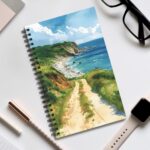 Maritimes Aquarell Notizbuch Strandweg am Meer - Blank, Liniert, Punktraster, Planer