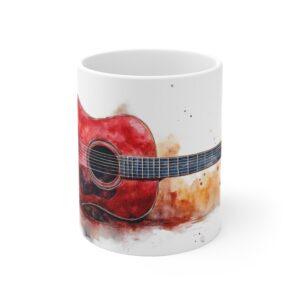 Rote Akustik Gitarre Keramik Kaffeetasse - Geschenk für Musiker und Musikliebhaber