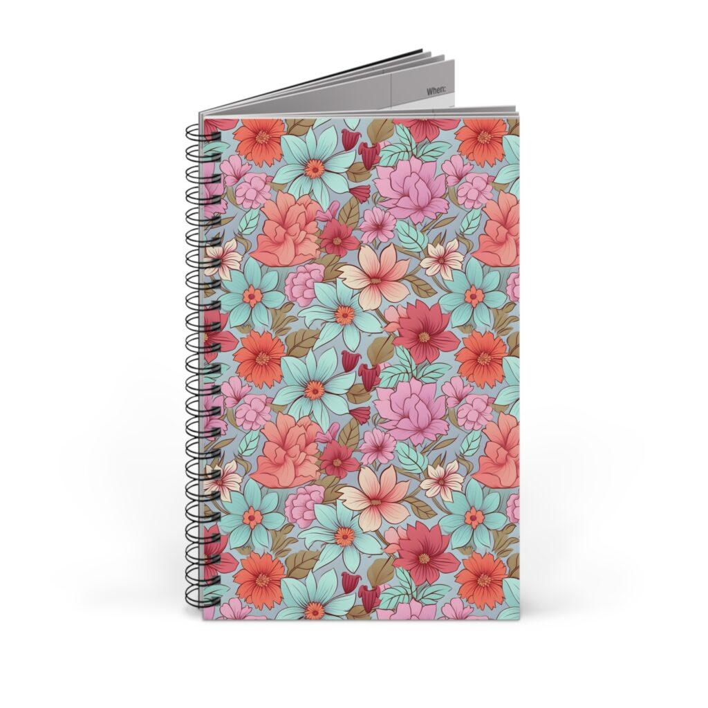 Buntes Blumenmuster Notizbuch - Aquarell Design f&uuml;r kreative Ideen und Notizen