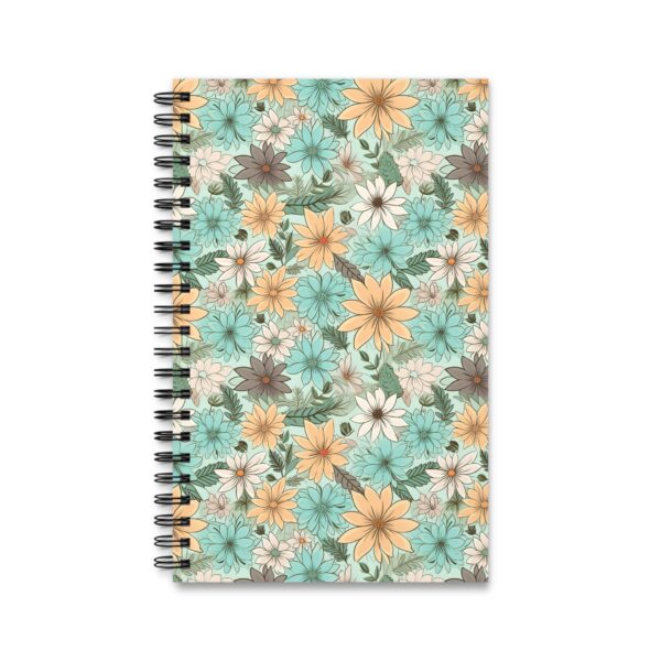 Aquarell Notizbuch mit buntem Blumenmuster – Blanko, Liniert, Punktraster, Planer