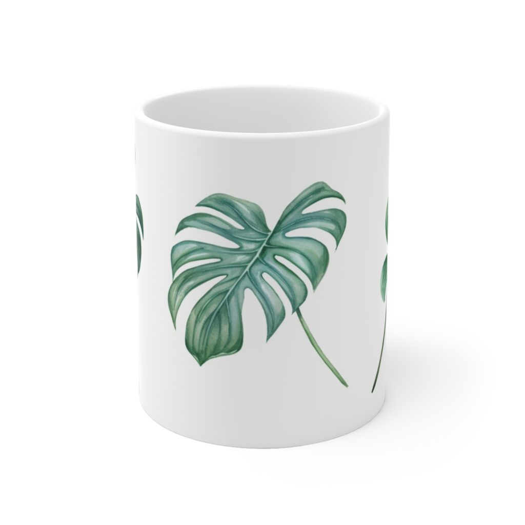 Monstera Aquarell Tasse &ndash; Tropical Leaf Design Becher f&uuml;r Pflanzenliebhaber und Naturfreunde
