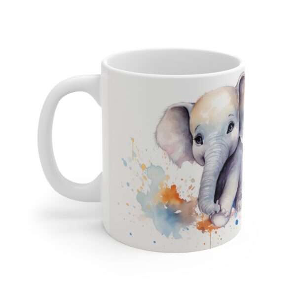 Weiße Keramiktasse mit Elefantenkindern im Aquarellstil – Perfektes Geschenk für Tierliebhaber und Kinder