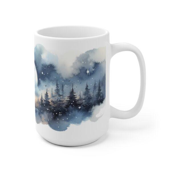 Aquarell Tasse mit Nachtlandschaft und Sternen – Perfekte Geschenkidee für Naturfreunde