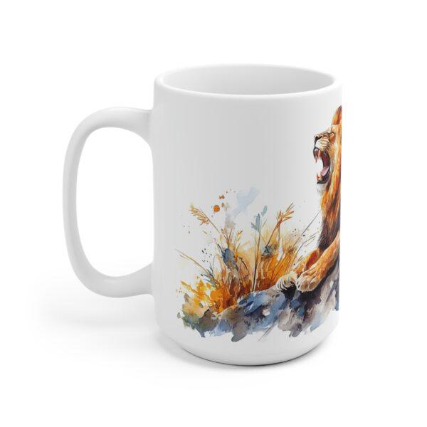 Brüllender Löwe Aquarell Tasse - Kaffeetasse für Tier- und Naturliebhaber