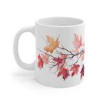 Ahornzweig Tasse – Aquarell Keramikbecher mit Naturmotiv für herbstliche Genussmomente