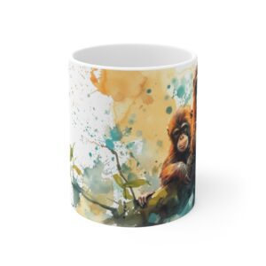 Zwei Affen im Baum Aquarell Tasse - Naturinspirierter Becher für Wildtierliebhaber und Naturfreunde