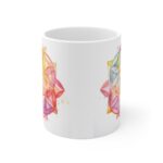 Weiße Aquarell Keramiktasse mit Lebensblume – Ideal für spirituelle Geschenke