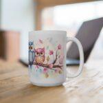 Eulen Aquarell Tasse - Kinderfreundlicher Becher mit Vogelmotiv für kleine Naturfreunde