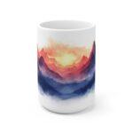 Berglandschaft Tasse mit Sonnenuntergang – Ideal für Bergfreunde, Kaffeetasse mit Komfort-Griff als Geschenk